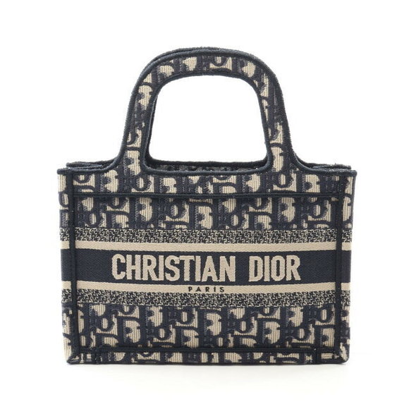 Dior BOOK TOTE Handbag Canvas Navy Blue Beige - Picture 1 of 7